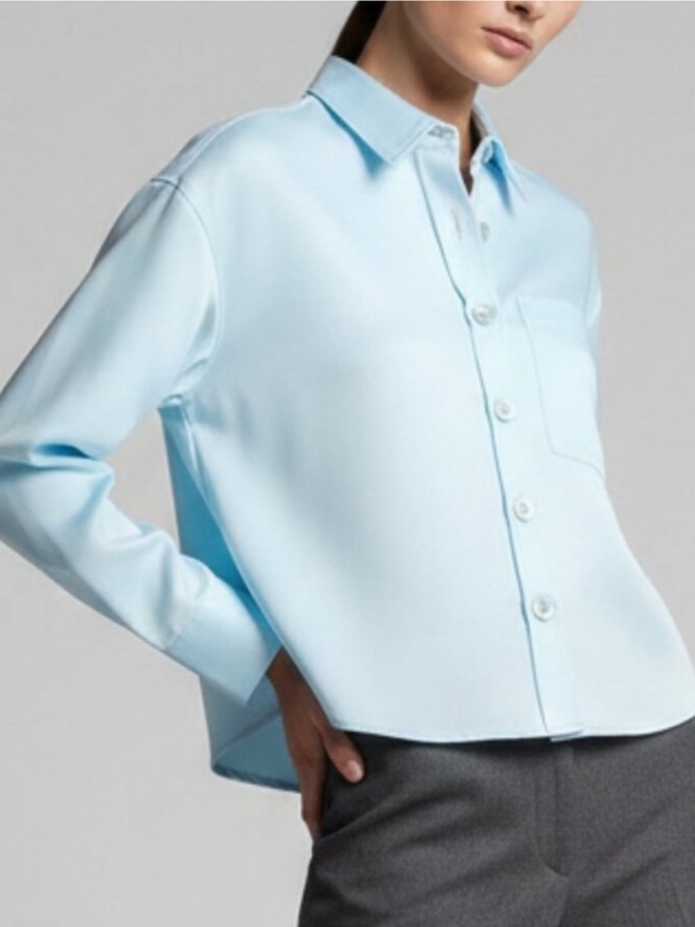 J Crew Étienne cropped button-up shirt in duchesse satin